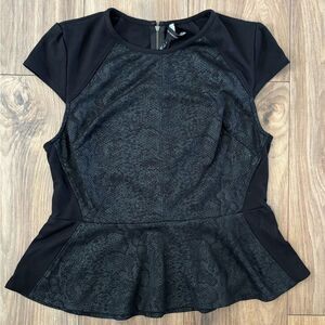 Robert Rodriguez Black Peplum Top Large